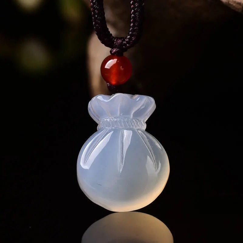 Women Fashion Jewellery - 천연 마노 축복 가방 펜던트 목걸이