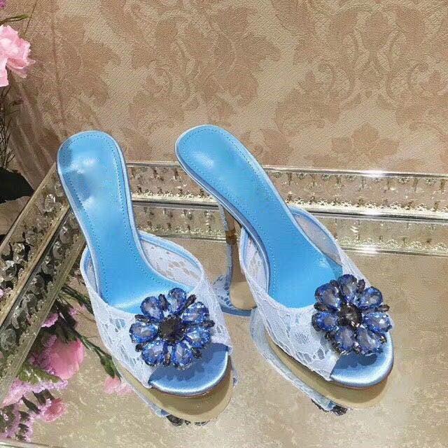 Floral Summer Dress - 다이아몬드 플라워 하이힐 레이스 슬리퍼, 섹시한