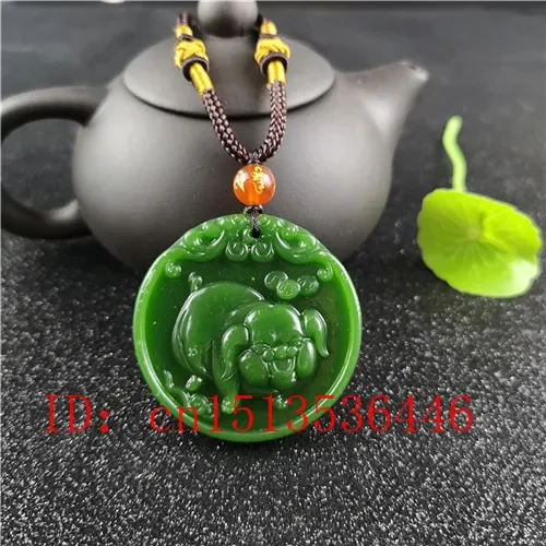 Women Fashion Jewellery - 자연 녹색 중국어 돼지 조각 된