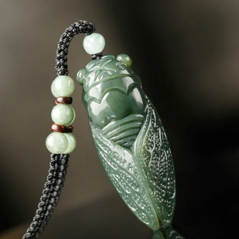 Women Fashion Jewellery - 천연 헤티안 옥 매미 펜던트 비즈