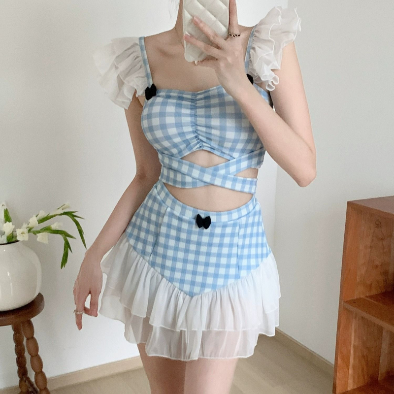 Women'S Fashion Suit - 숙녀 슬리밍 홀터넥 수영복 귀여운 리본