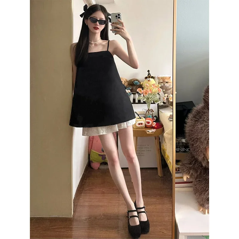 Lace Trim Cami - 여성용 색상 대비 시크한 소녀 2