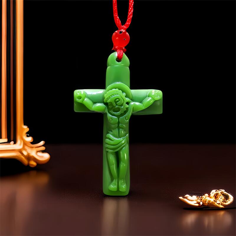 Women Fashion Jewellery - 여성용 진짜 옥 십자가 펜던트 목걸이,