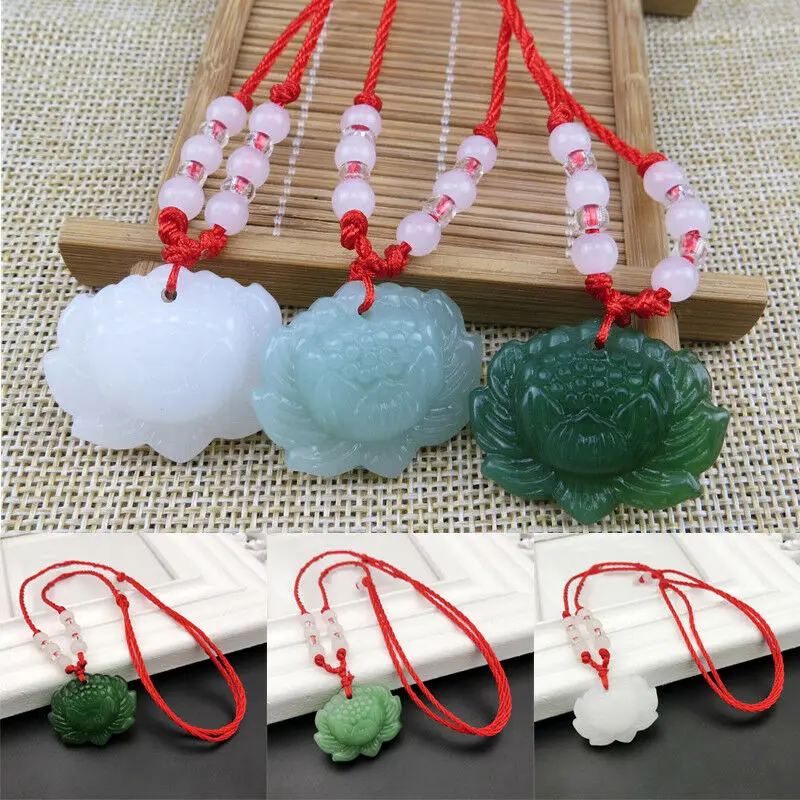 Women Fashion Jewellery - 천연 녹색 비취 연꽃 펜던트 비즈