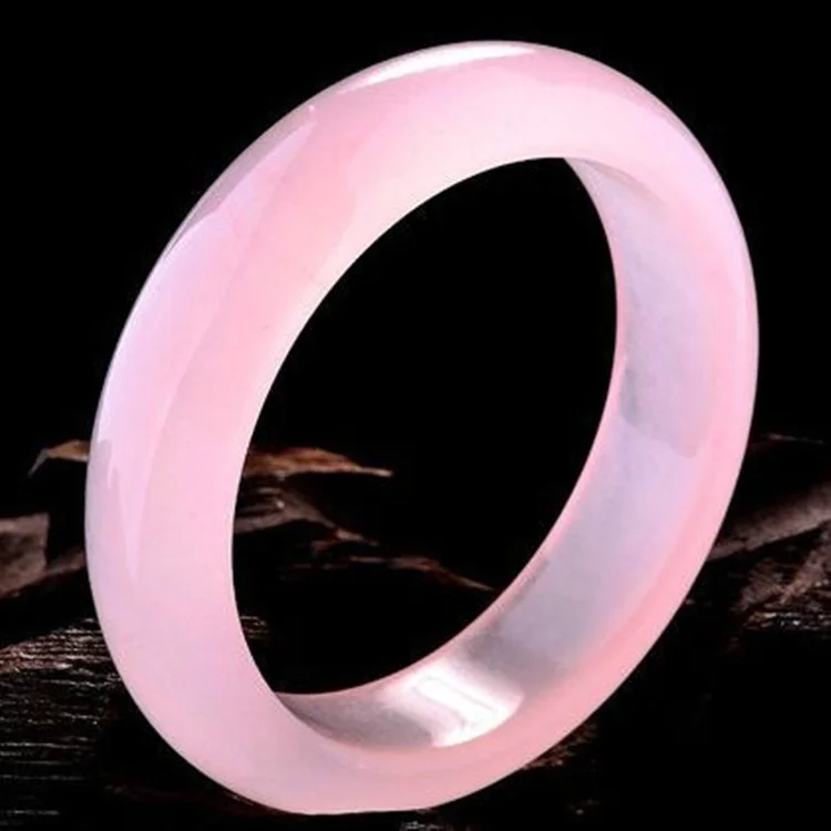 Women Fashion Jewellery - 천연 핑크 옥 뱅글 팔찌, 손으로