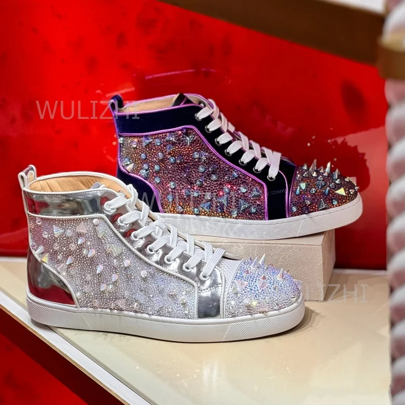 Women'S Fashion Running Shoes - 다크 퍼플 크리스탈 리벳 남성 스니커즈