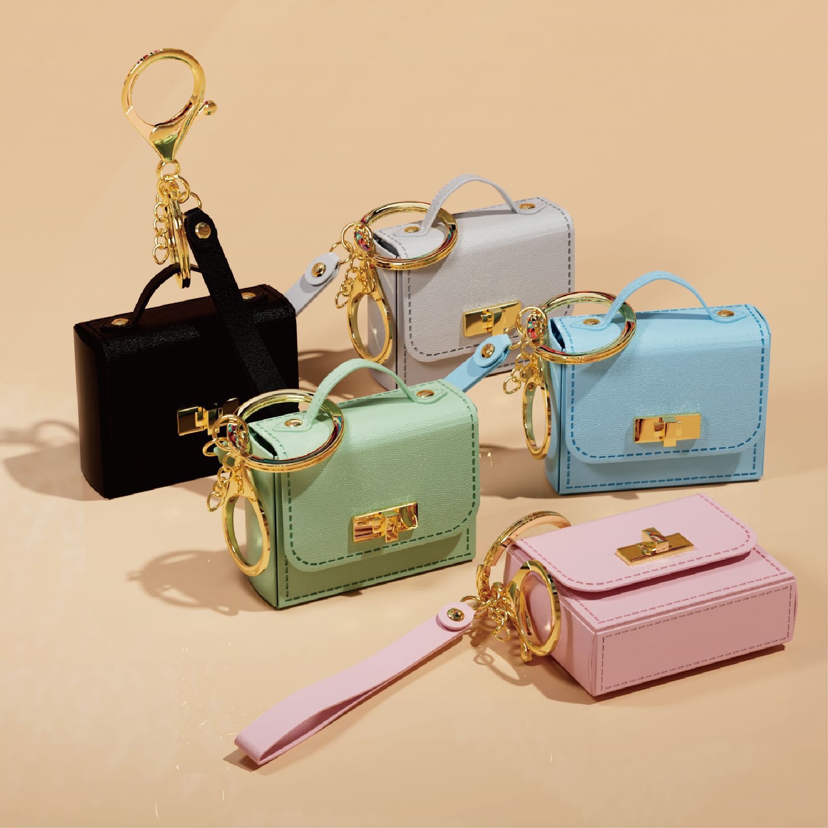Women'S Ysl Fashion - 여성용 미니 키체인 파우치 가죽 손잡이