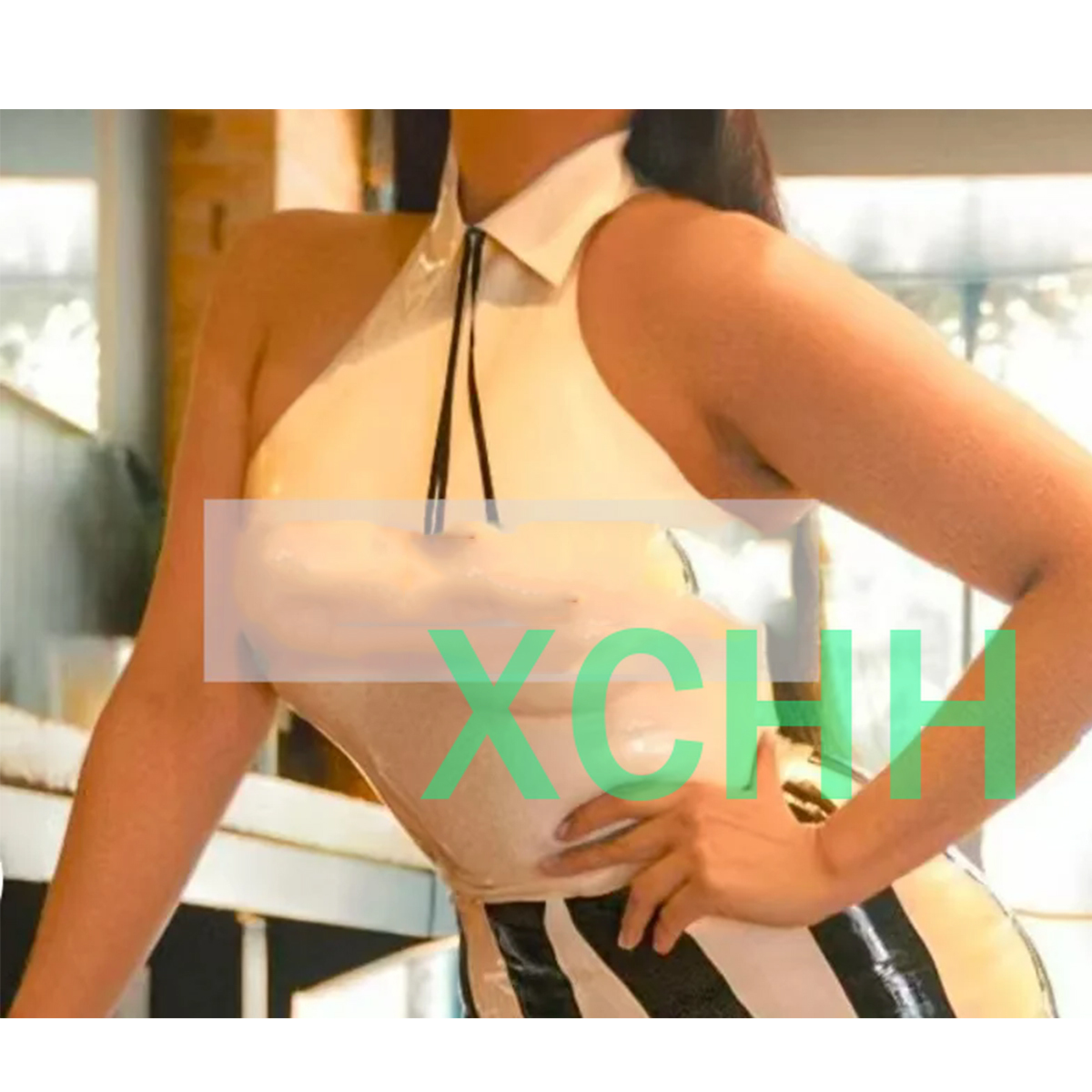 Women Fashion Vest - 천연 라텍스 섹시 여성 칼라 홀터