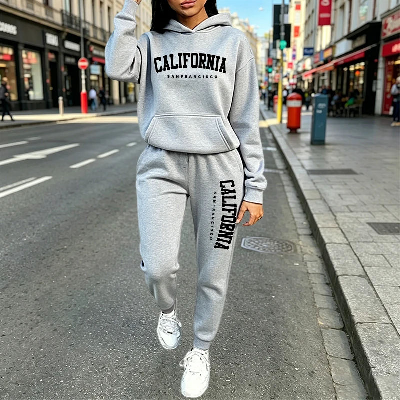 Women'S Fashion Suit - 도시 캐주얼 패션 후드 조거 수트