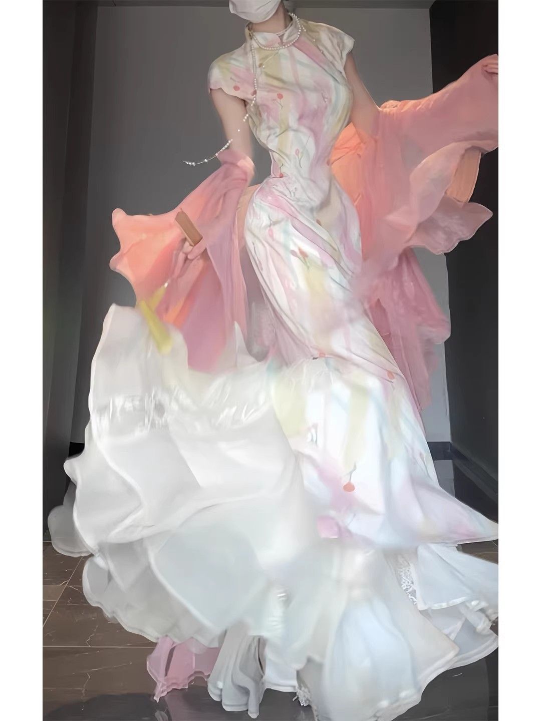Floral Summer Dress - 중국풍 모던 플로럴 개선형 치파오 드레스,