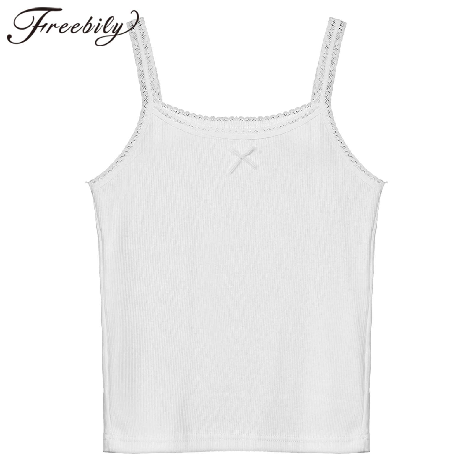 Lace Trim Cami - 십대 어린이 요가탑 여아 캐미솔 스파게티
