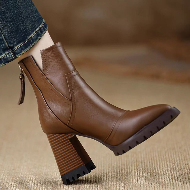 Oulylan 두꺼운 하이힐 여성 신발 레트로 우아한  - Winter Fashion Women Boots 리뷰 및 가격