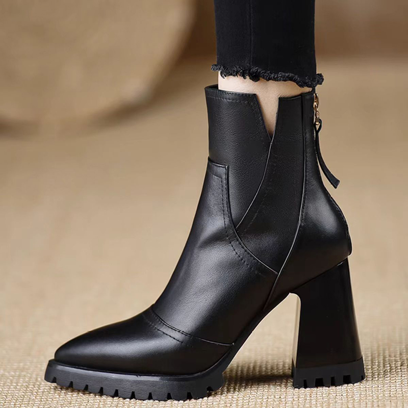 Oulylan 두꺼운 하이힐 여성 신발 레트로 우아한  - Winter Fashion Women Boots 리뷰 및 가격