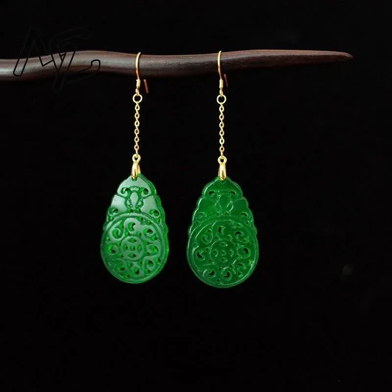 925 실버 천연 녹색 옥 할로우 아웃 DIY 귀걸이, - Women Fashion Jewellery 리뷰 및 가격