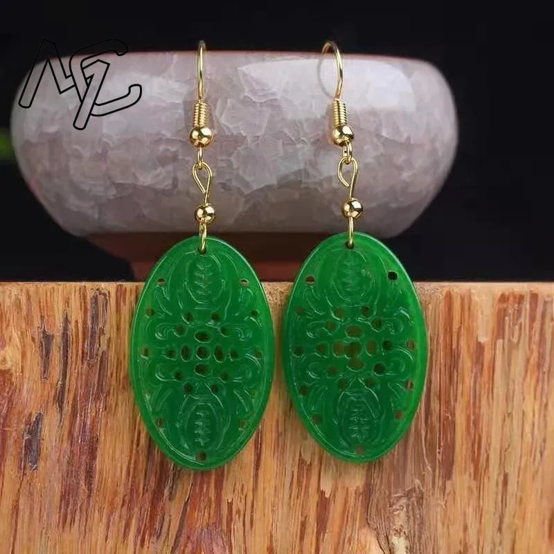 925 실버 천연 녹색 옥 할로우 아웃 DIY 귀걸이, - Women Fashion Jewellery 리뷰 및 가격