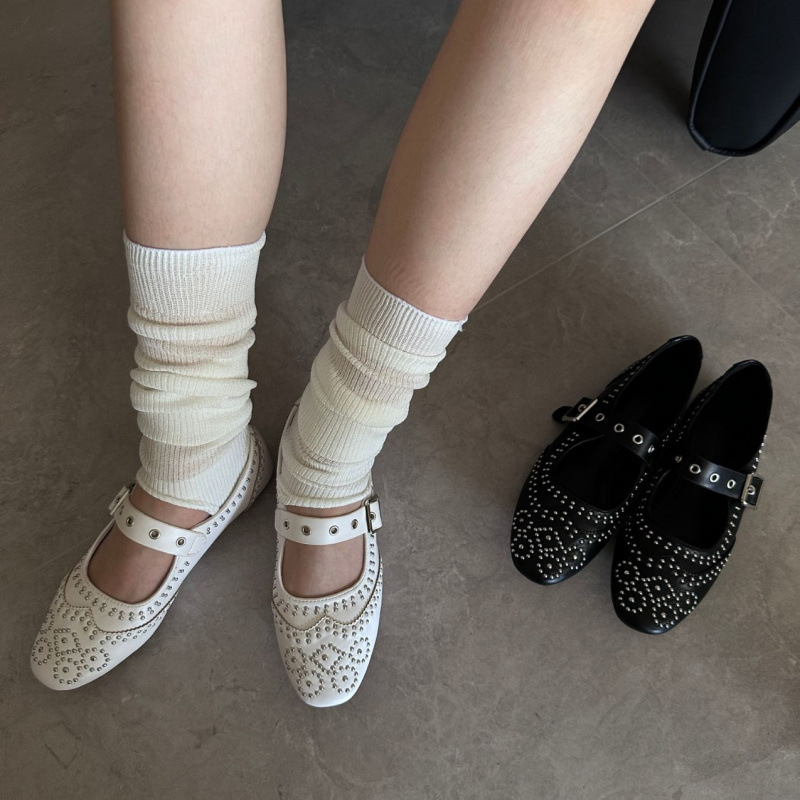 레트로 리벳 버클 디자인 플랫 여성 라운드 발가락 얕은 - Women Fashion Brand 리뷰 및 가격
