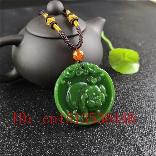 자연 녹색 중국어 돼지 조각 된 옥 펜던트 목걸이 매력 - Women Fashion Jewellery 리뷰 및 가격
