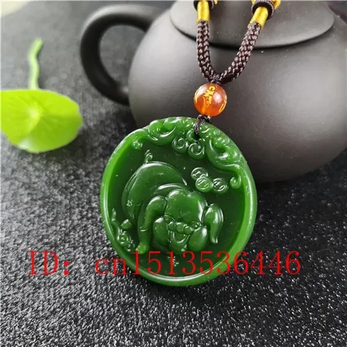 자연 녹색 중국어 돼지 조각 된 옥 펜던트 목걸이 매력 - Women Fashion Jewellery 리뷰 및 가격