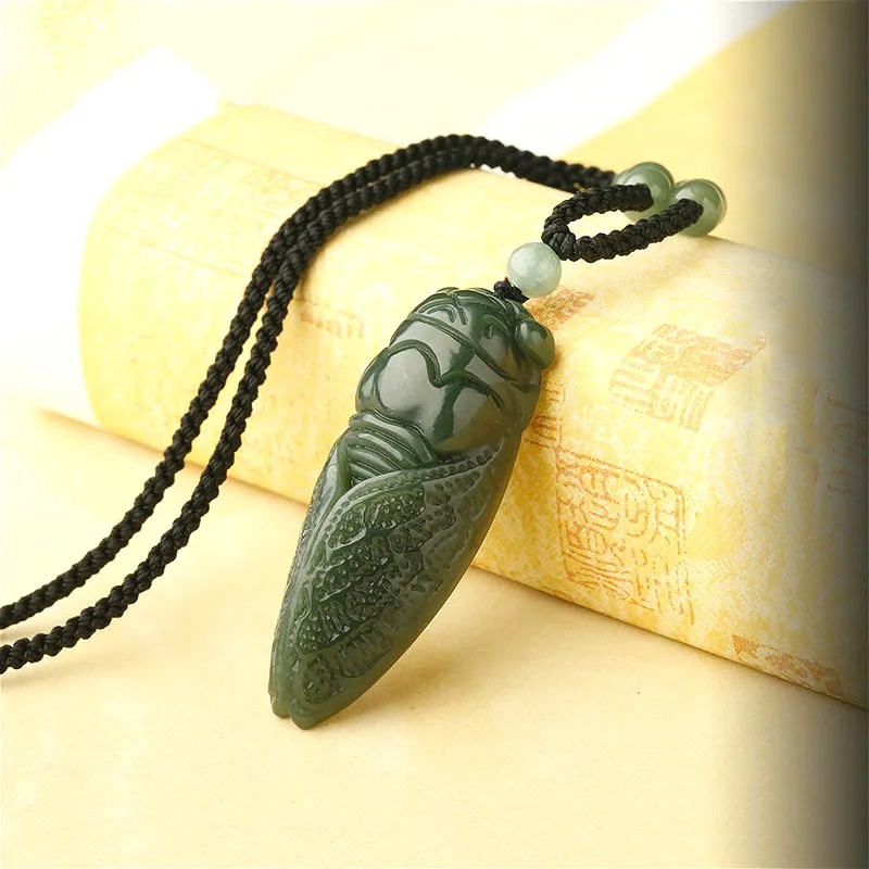 천연 헤티안 옥 매미 펜던트 비즈 목걸이, 매력적인 주 - Women Fashion Jewellery 리뷰 및 가격