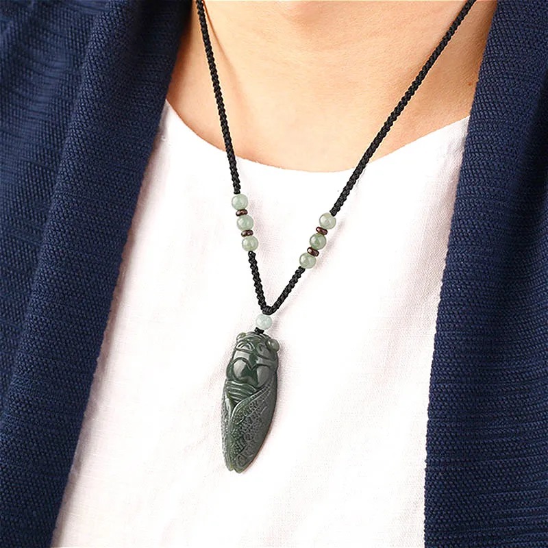 천연 헤티안 옥 매미 펜던트 비즈 목걸이, 매력적인 주 - Women Fashion Jewellery 리뷰 및 가격