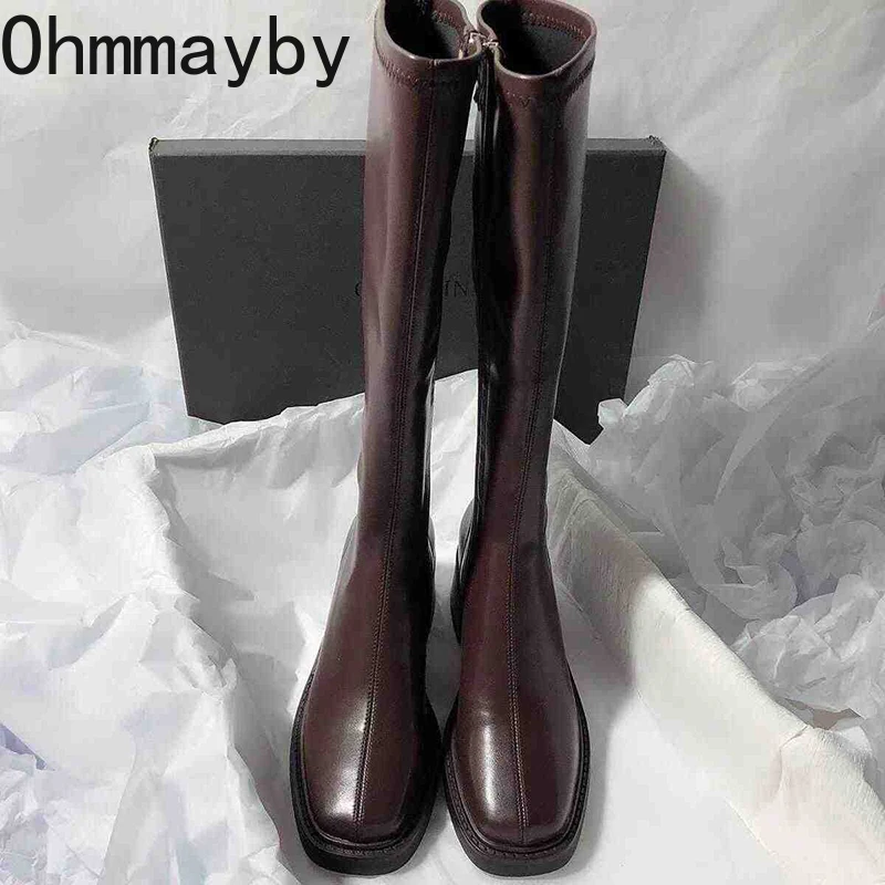 빈티지 두꺼운 뒤꿈치 여성 무릎 높은 부츠 패션 사이드 - Winter Fashion Women Boots 리뷰 및 가격