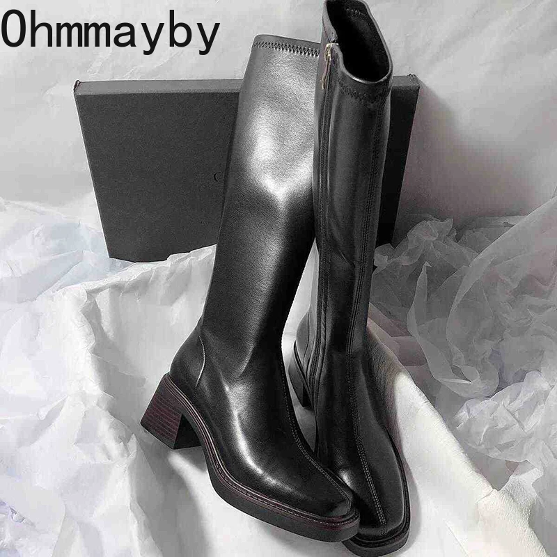 빈티지 두꺼운 뒤꿈치 여성 무릎 높은 부츠 패션 사이드 - Winter Fashion Women Boots 리뷰 및 가격