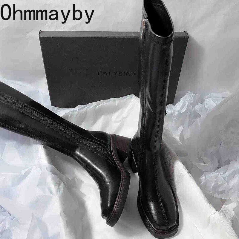 빈티지 두꺼운 뒤꿈치 여성 무릎 높은 부츠 패션 사이드 - Winter Fashion Women Boots 리뷰 및 가격