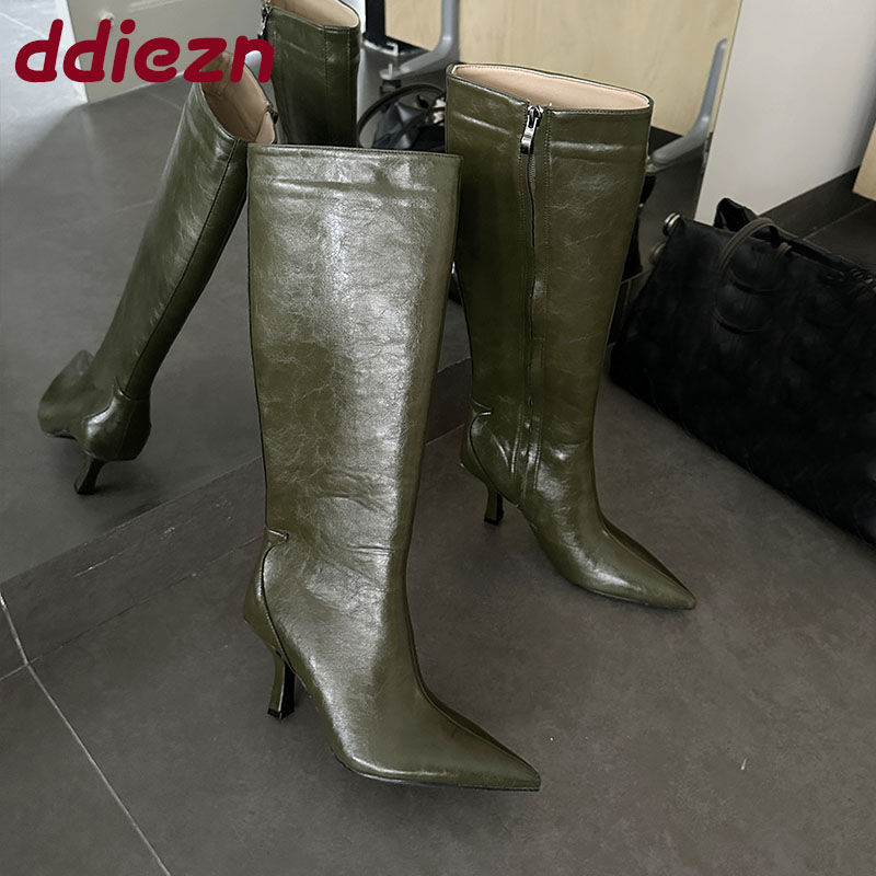 패션 포인티드 토 여성 니하이 부츠 힐 슈즈 여성 지퍼 - Winter Fashion Women Boots 리뷰 및 가격