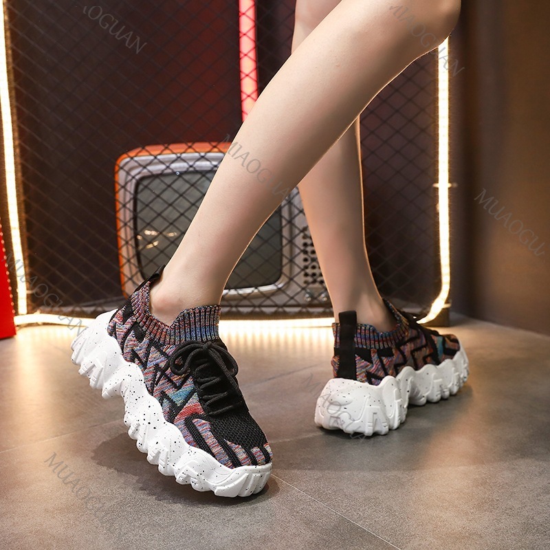 여성 청키 스니커즈 통기성 니트 두꺼운 바닥 미끄럼 방 - Women'S Fashion Running Shoes 리뷰 및 가격