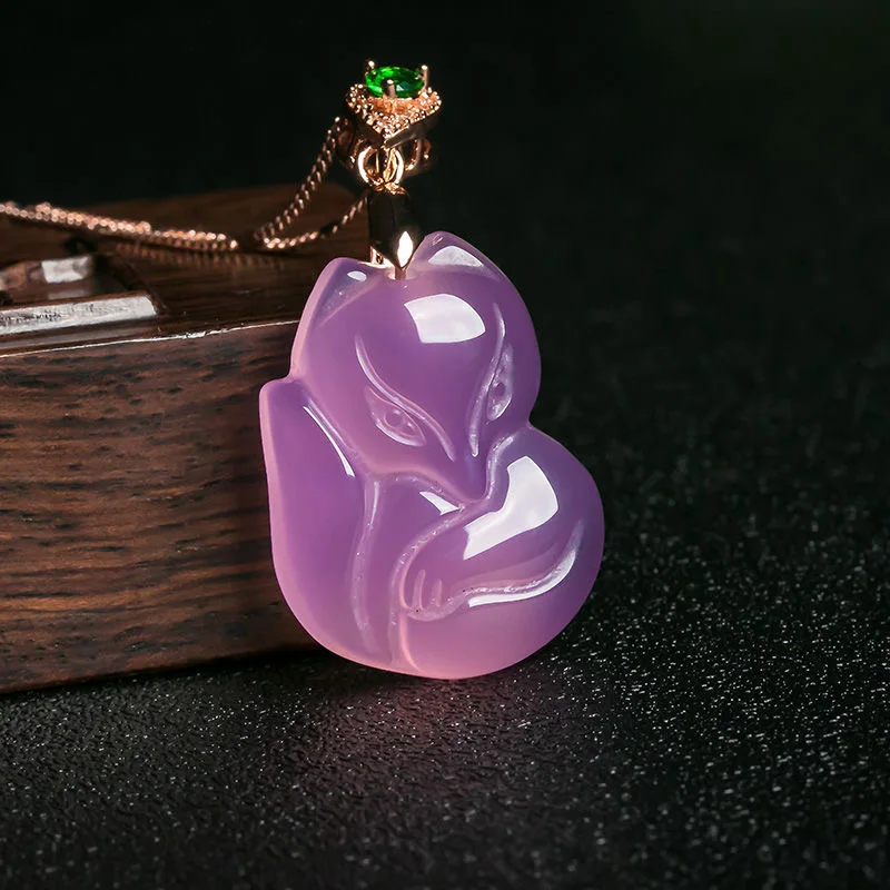 천연 보라색 마노 여우 펜던트 목걸이, 손으로 조각한  - Women Fashion Jewellery 리뷰 및 가격