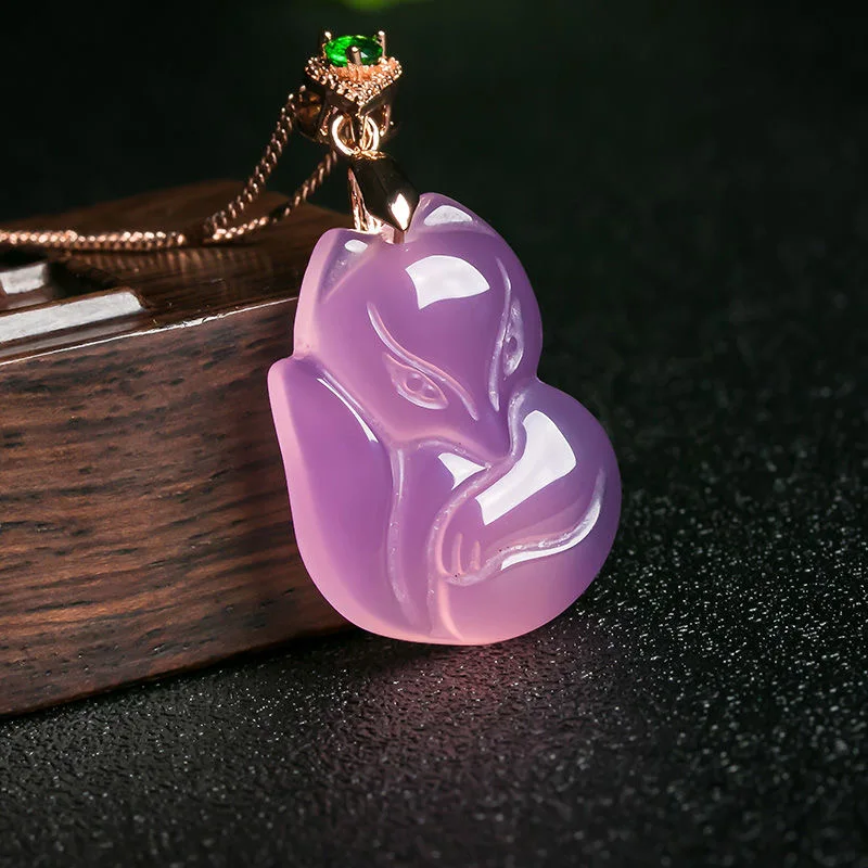 천연 보라색 마노 여우 펜던트 목걸이, 손으로 조각한  - Women Fashion Jewellery 리뷰 및 가격