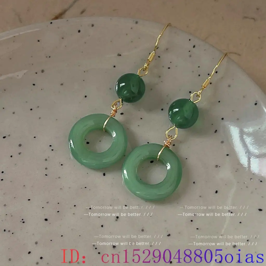 녹색 진짜 옥 반지 귀걸이 행운의 조각 된 부적 천연  - Women Fashion Jewellery 리뷰 및 가격