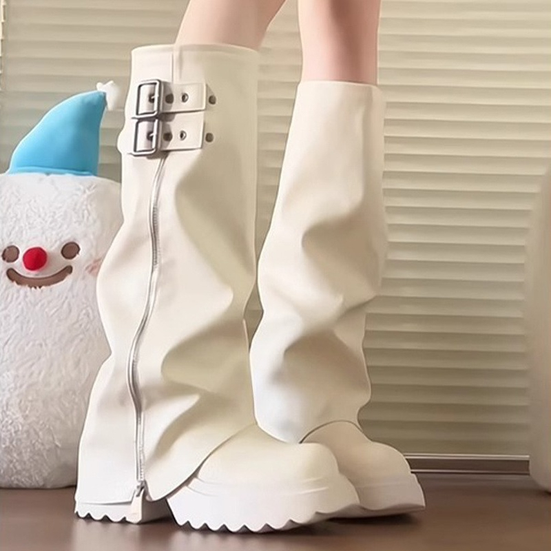 펑크 스타일 스플라이싱 굽높은 여성 니하이 부츠 패션  - Winter Fashion Women Boots 리뷰 및 가격
