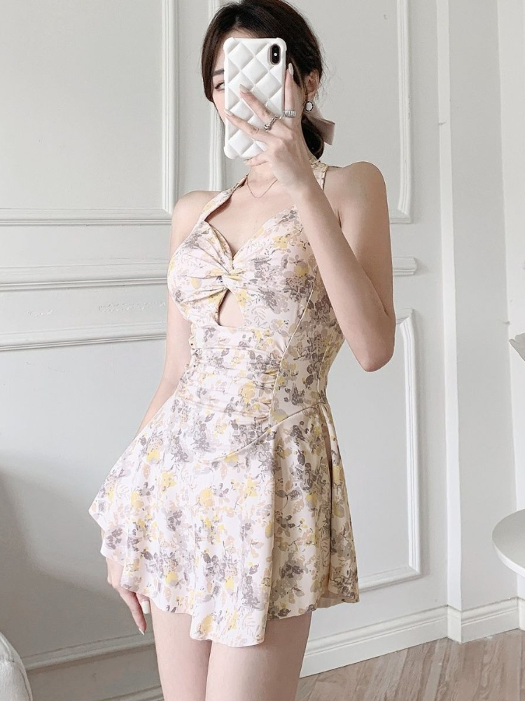 새로운 여름 꽃 프린트 모노 키니 여성 섹시한 홀터 드 - Floral Summer Dress 리뷰 및 가격