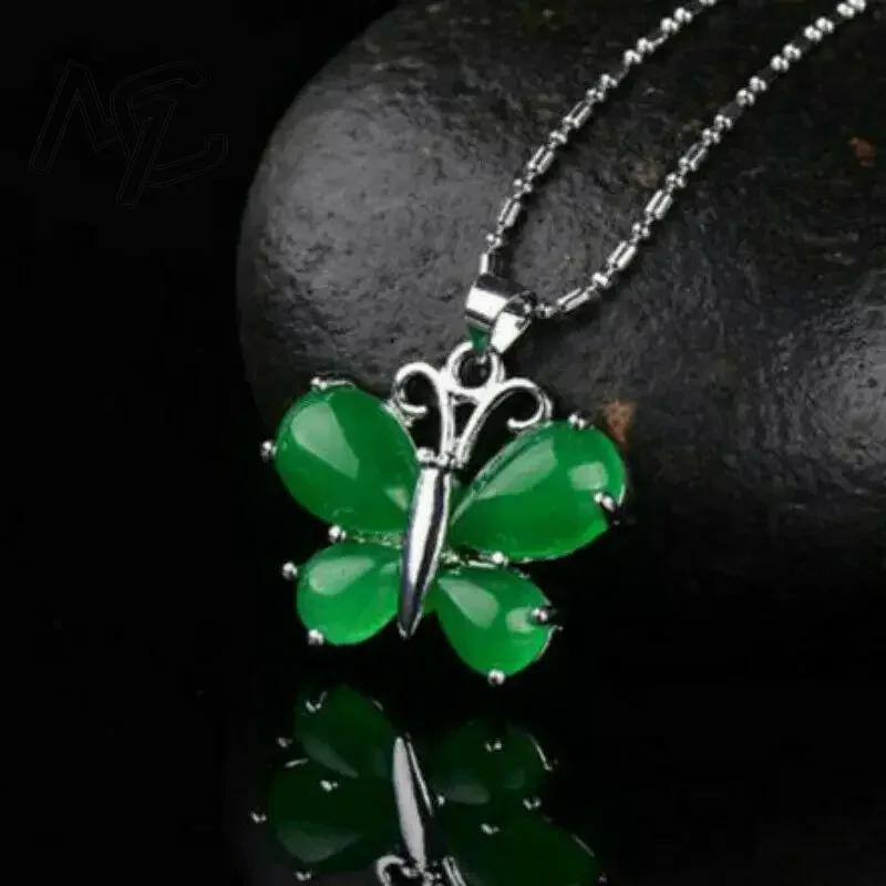 S925 실버 그린 제이드 나비 펜던트 목걸이 참 장신 - Women Fashion Jewellery 리뷰 및 가격
