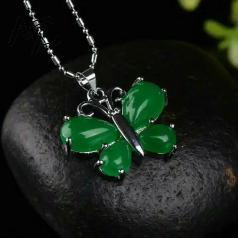 S925 실버 그린 제이드 나비 펜던트 목걸이 참 장신 - Women Fashion Jewellery 리뷰 및 가격