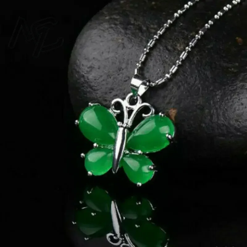 S925 실버 그린 제이드 나비 펜던트 목걸이 참 장신 - Women Fashion Jewellery 리뷰 및 가격