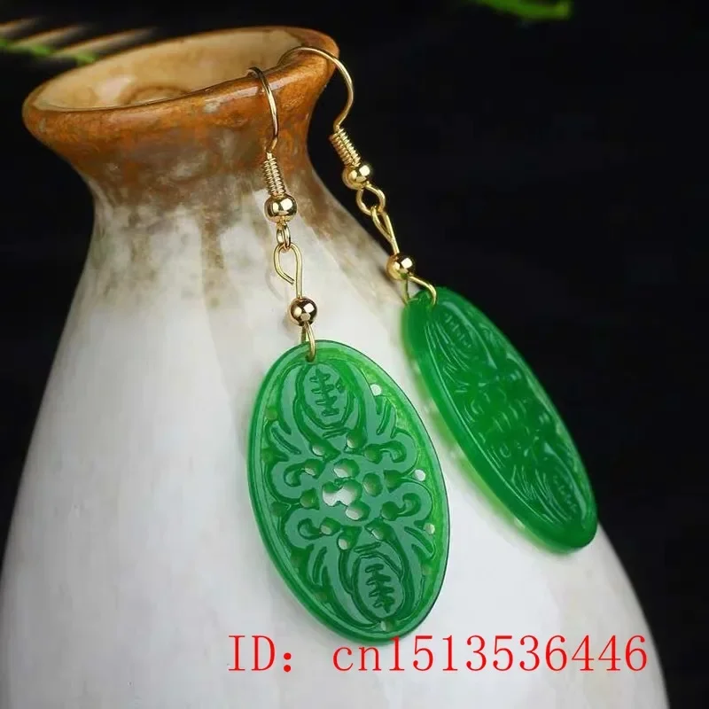 원래 자연 녹색 옥 에메랄드 박쥐 중공 귀걸이 보석 패 - Women Fashion Jewellery 리뷰 및 가격