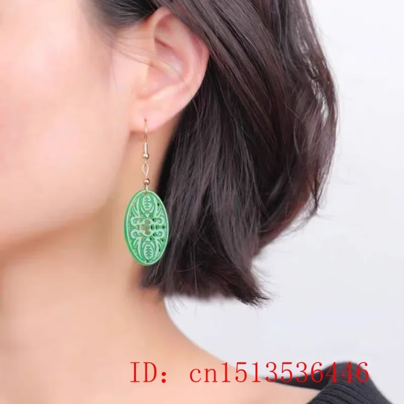 원래 자연 녹색 옥 에메랄드 박쥐 중공 귀걸이 보석 패 - Women Fashion Jewellery 리뷰 및 가격