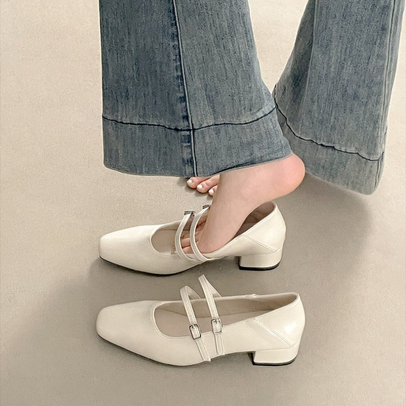스퀘어 토 로우힐 여성용 실버 메리 제인 슈즈 패션 우 - Women'S Fashion Belts 리뷰 및 가격
