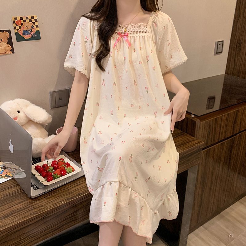 플러스 사이즈 공주 스타일 나이트 가운 여름 짧은 소매 - Floral Summer Dress 리뷰 및 가격
