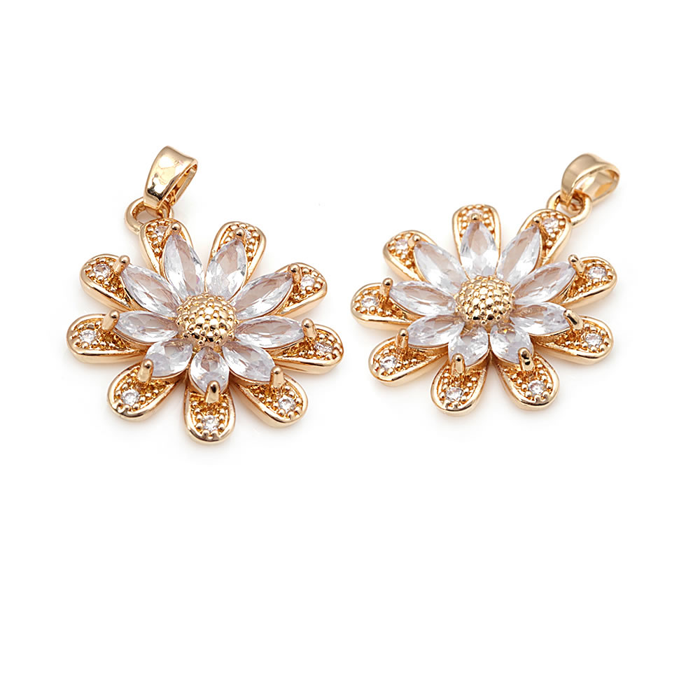 18K 골드 컬러 황동 해바라기 데이지 참 펜던트 고품 - Women Fashion Jewellery 리뷰 및 가격