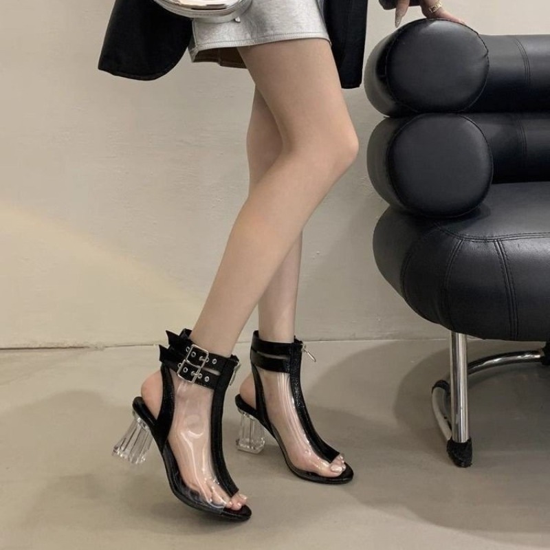 크리스탈 힐 지퍼 샌들 여름 신상 라운드 토 오픈토 컬 - Women'S Fashion Belts 리뷰 및 가격