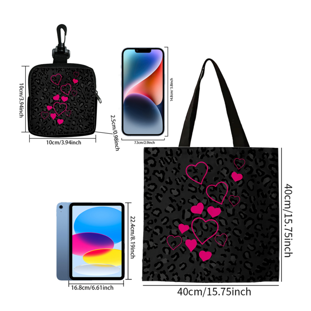 블랙 레오파드 프린트 핑크 하트 토트백과 동일한 동전  - Coin Purse Women 리뷰 및 가격