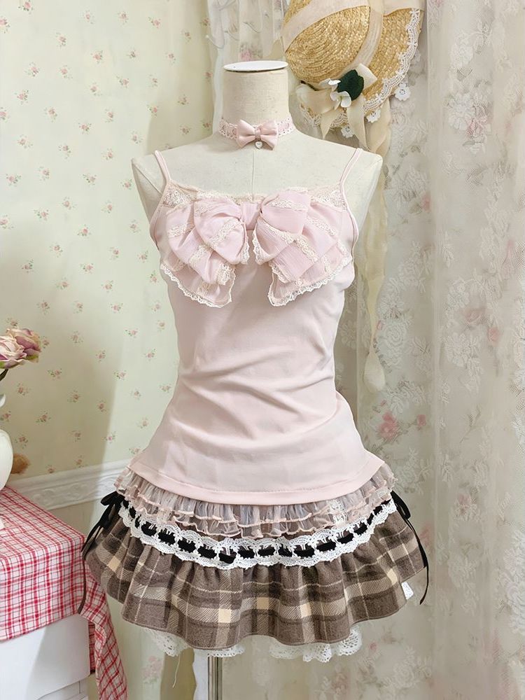 일본풍 달콤한 3종 세트 여성용 레이스 리본 블라우스  - Lace Trim Cami 리뷰 및 가격